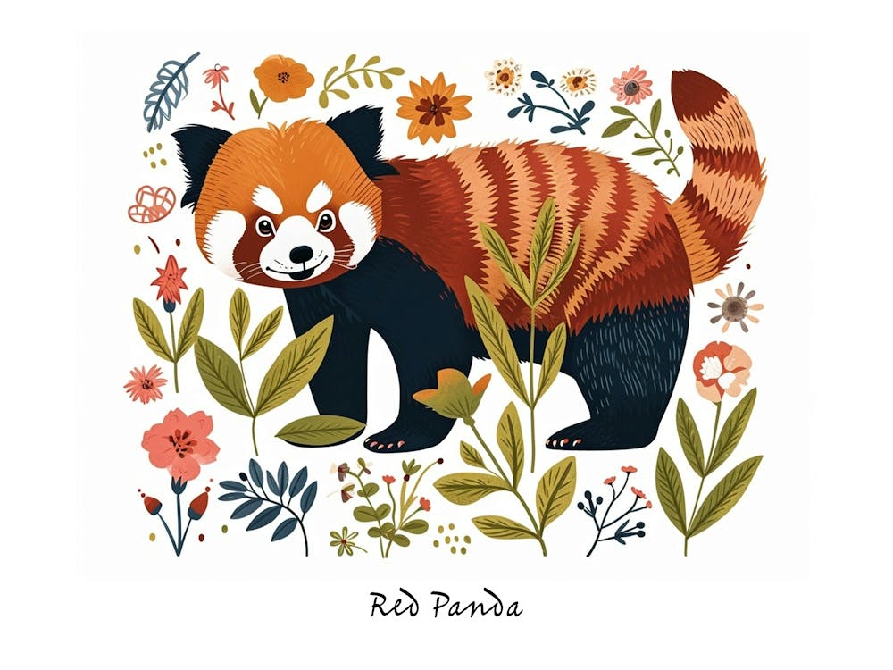 Little Floral Red Panda 2 Poster