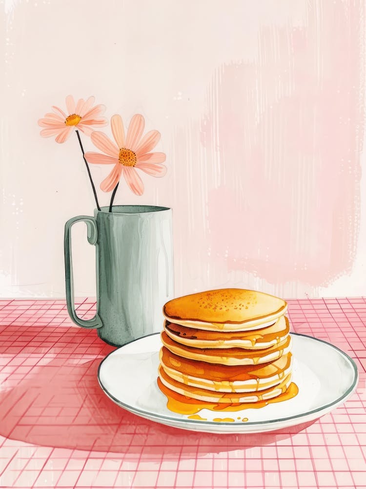 Pink Breakfast Food Pancakes 3