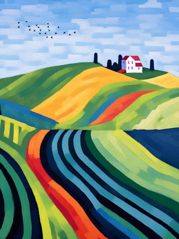 Vineyards Watercolor Painting