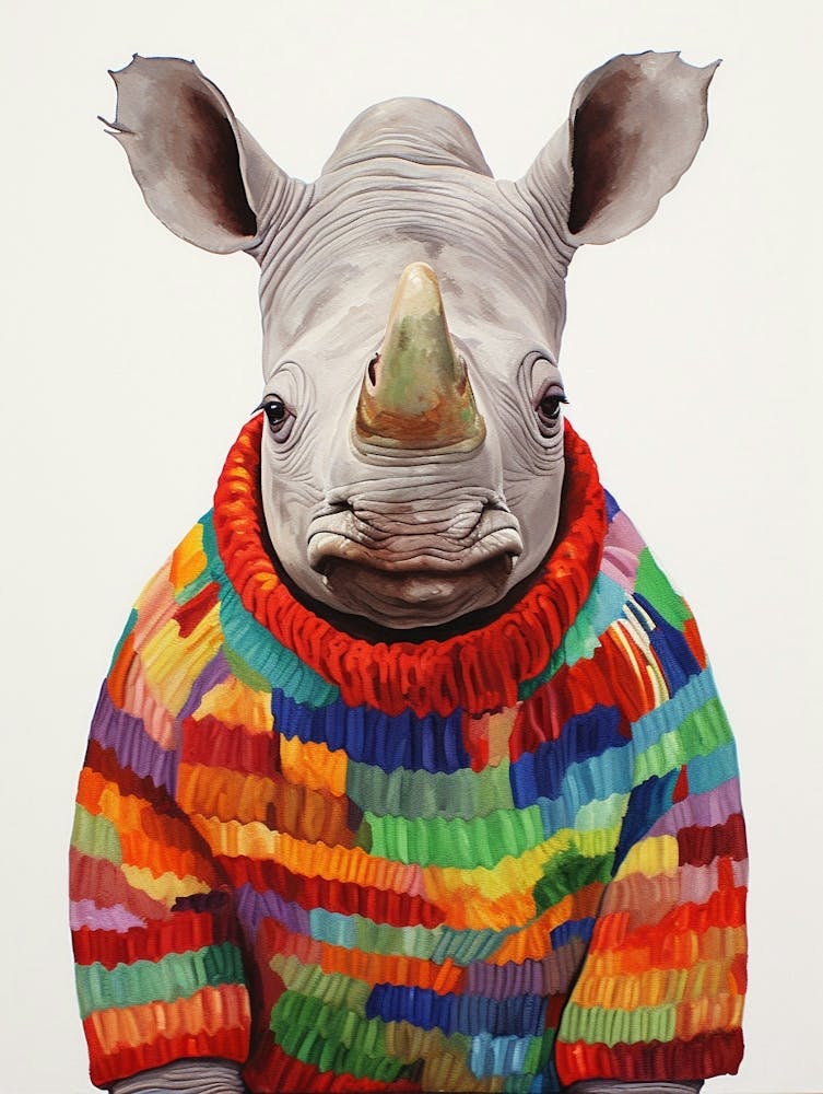 Baby Animal Wearing Sweater Rhinoceros 1