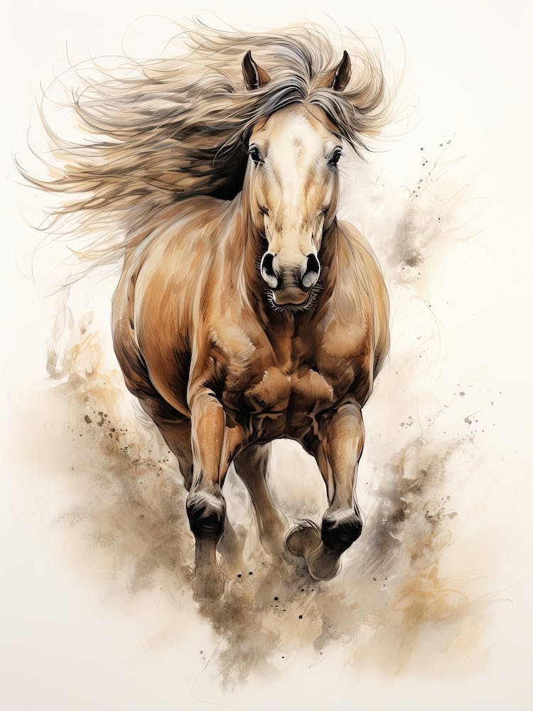 A Horse Painting In The Style Of Blending 3