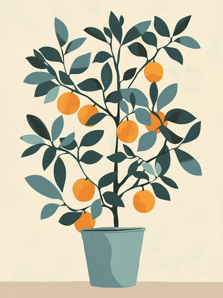 Orange Tree Flat Illustration 1