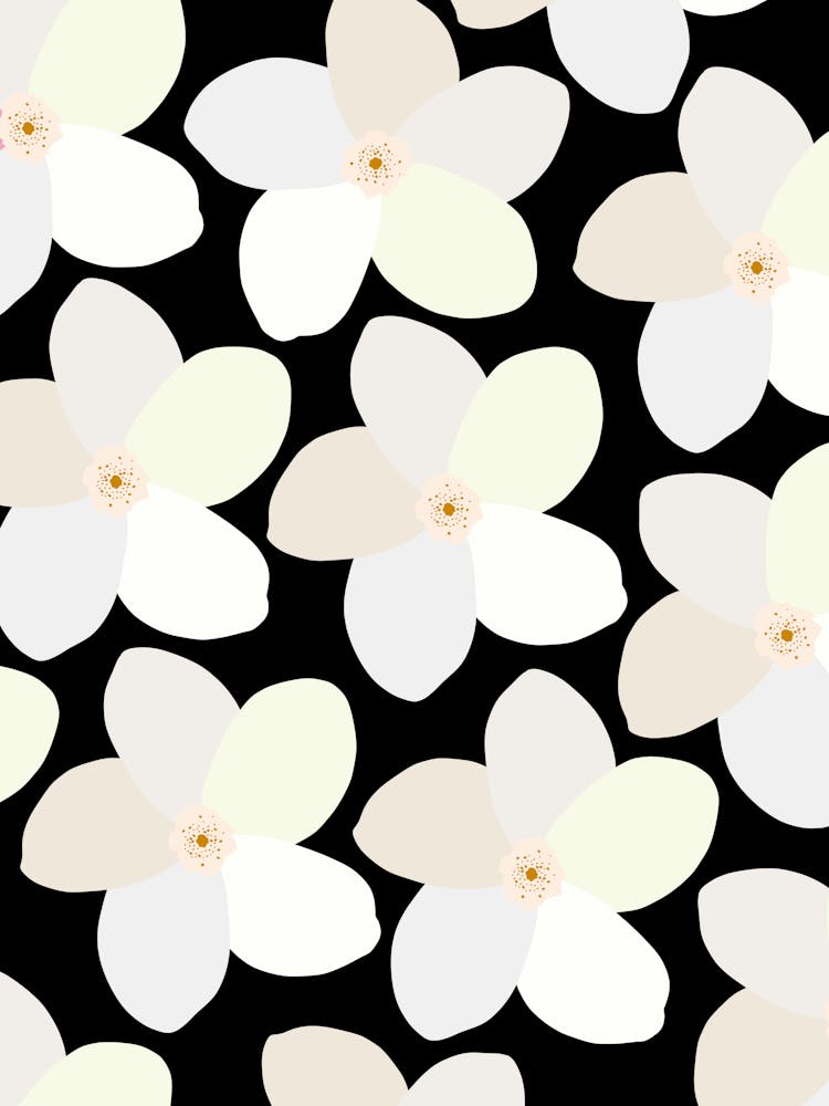 Retro Blumen Schwarz und Weiß
