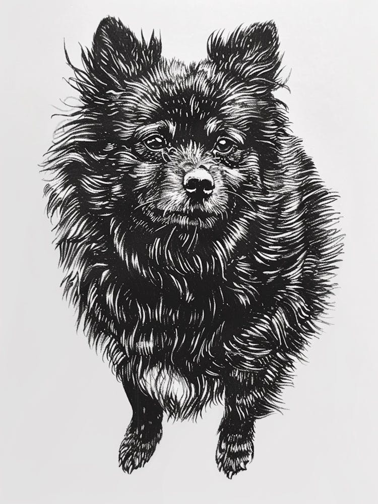 Cute Furry Dog Line Sketch
