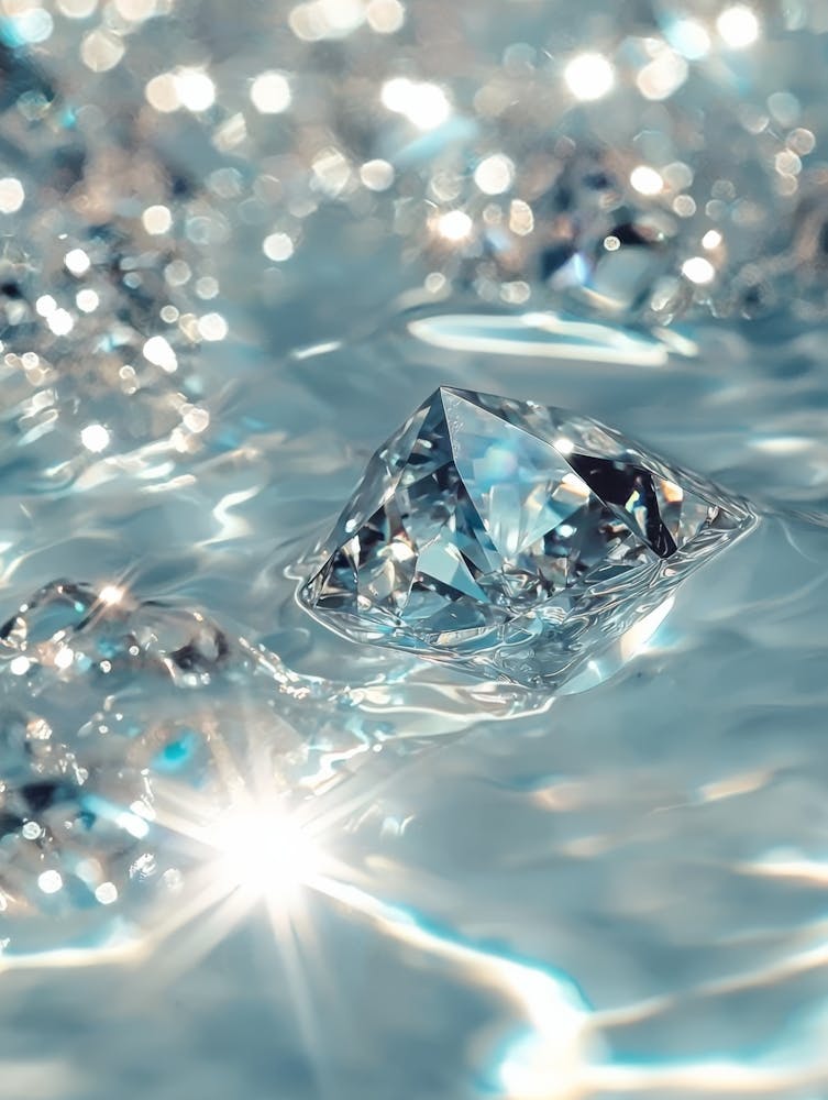 Diamonds In Water. Generated AI.