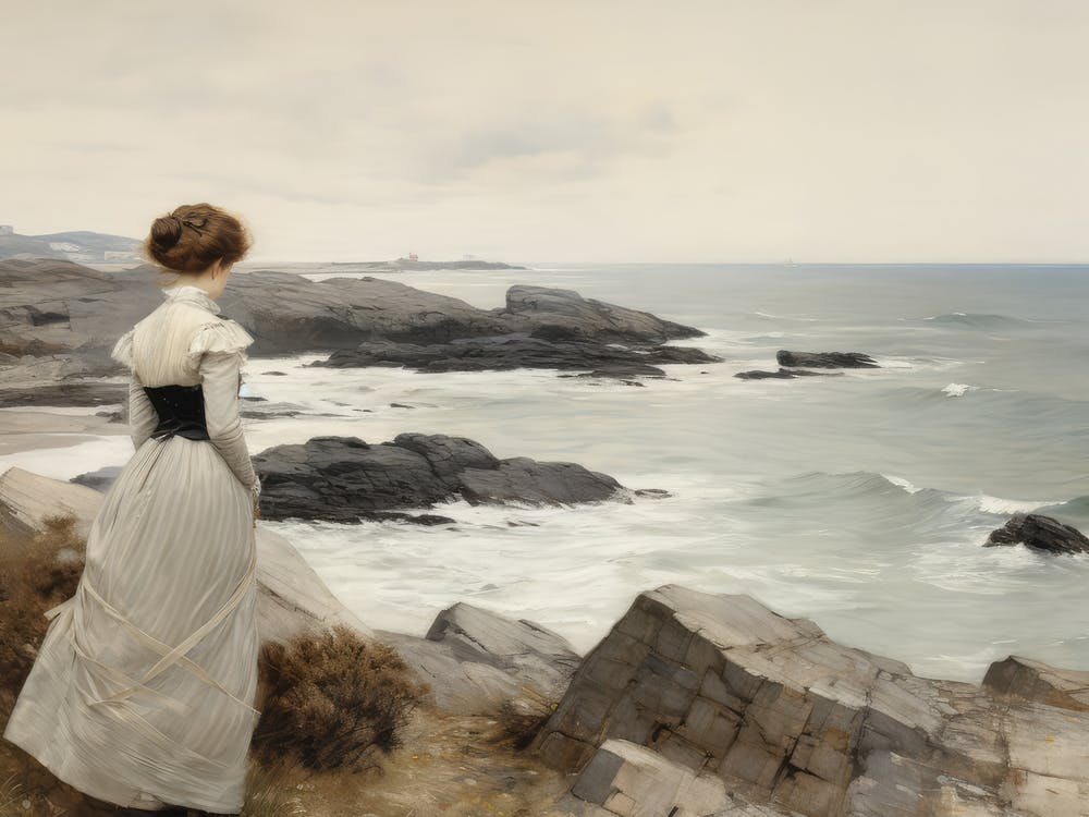 Girl Near The Coast Painting