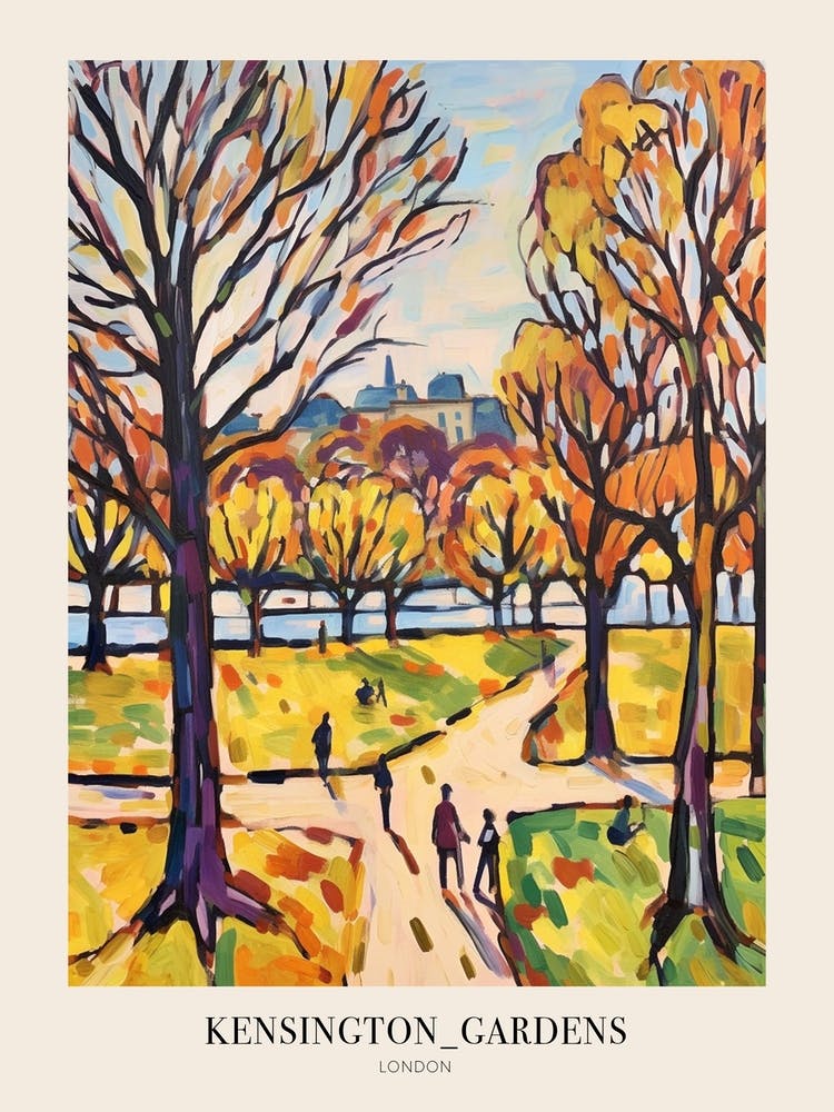 Autumn City Park Painting Kensington Gardens London 3 Poster