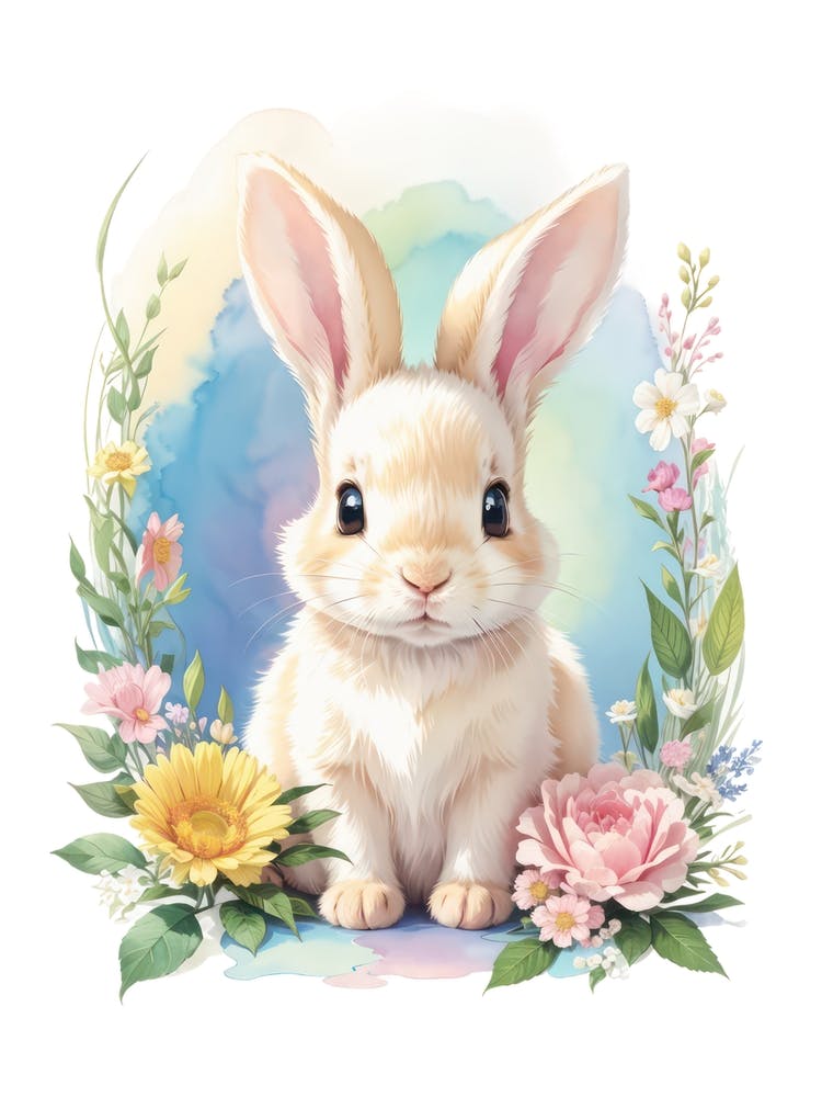Magnifique Lapin Floral de Printemps