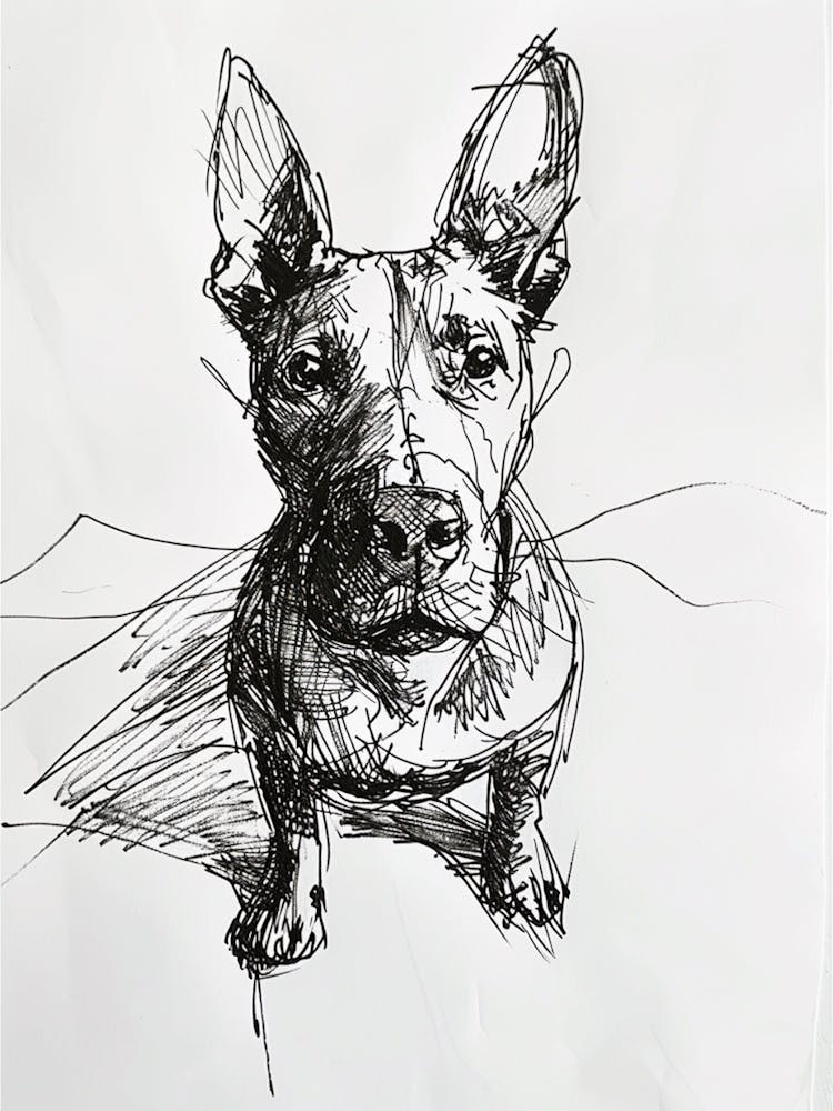 Miniature Bull Terrier Line Sketch 2