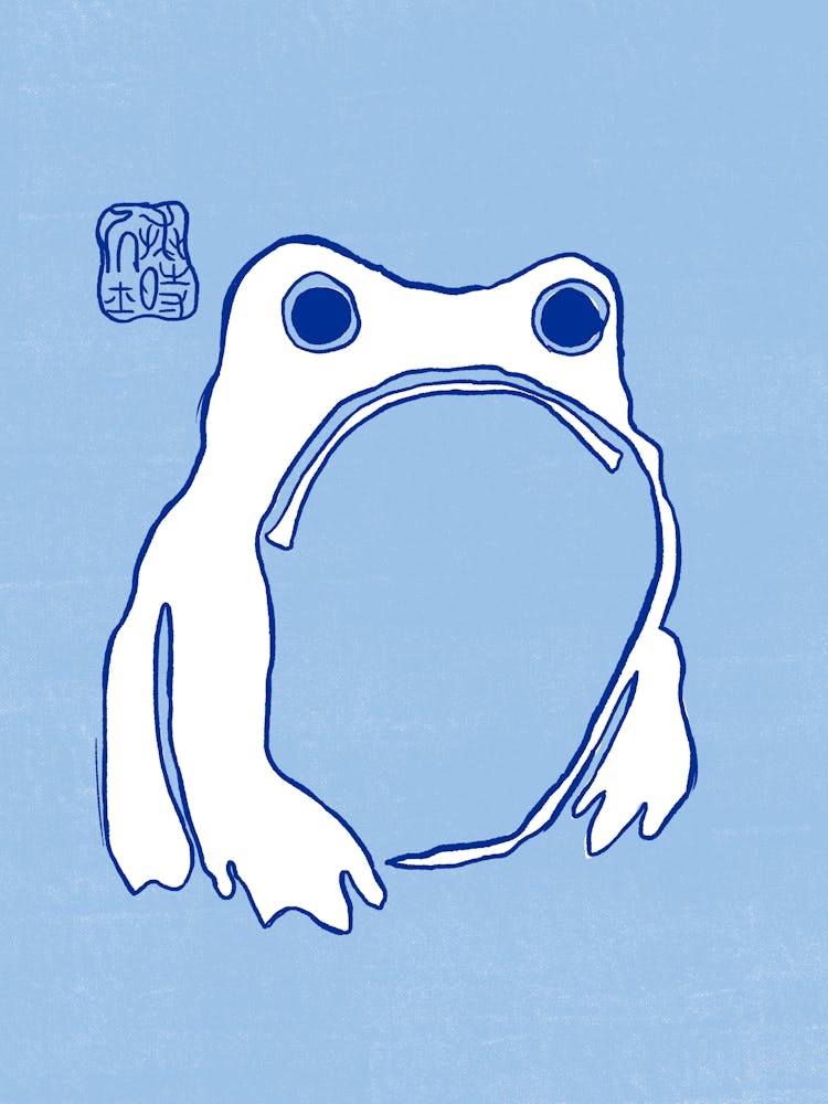 White Frog On Blue