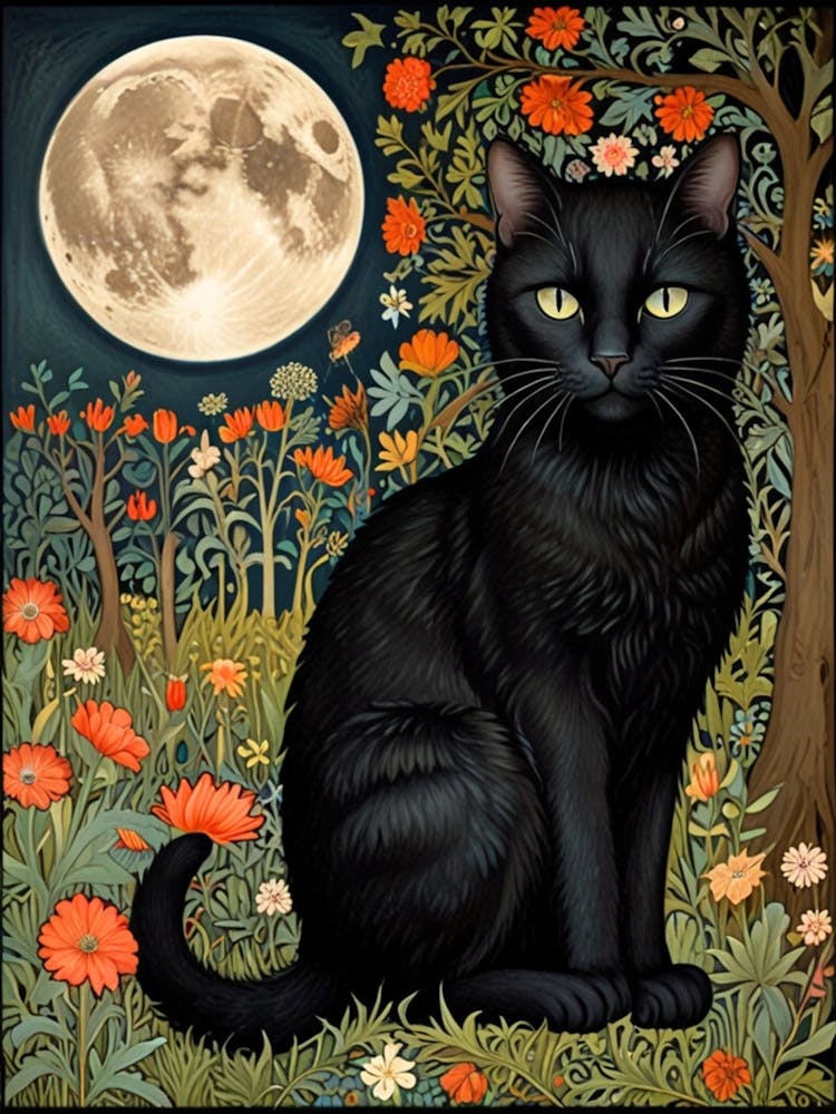 William Morris Black Cat In The Moonlight 13