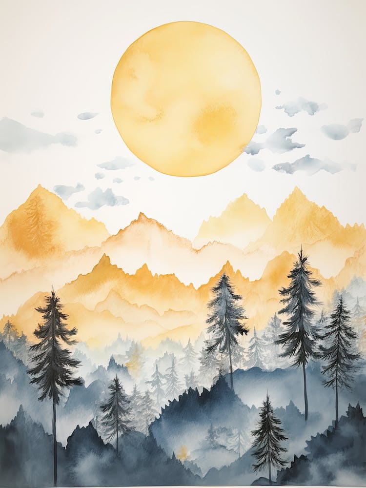 Watercolour Of Kinabalu National Park   Borneo Malaysia 1