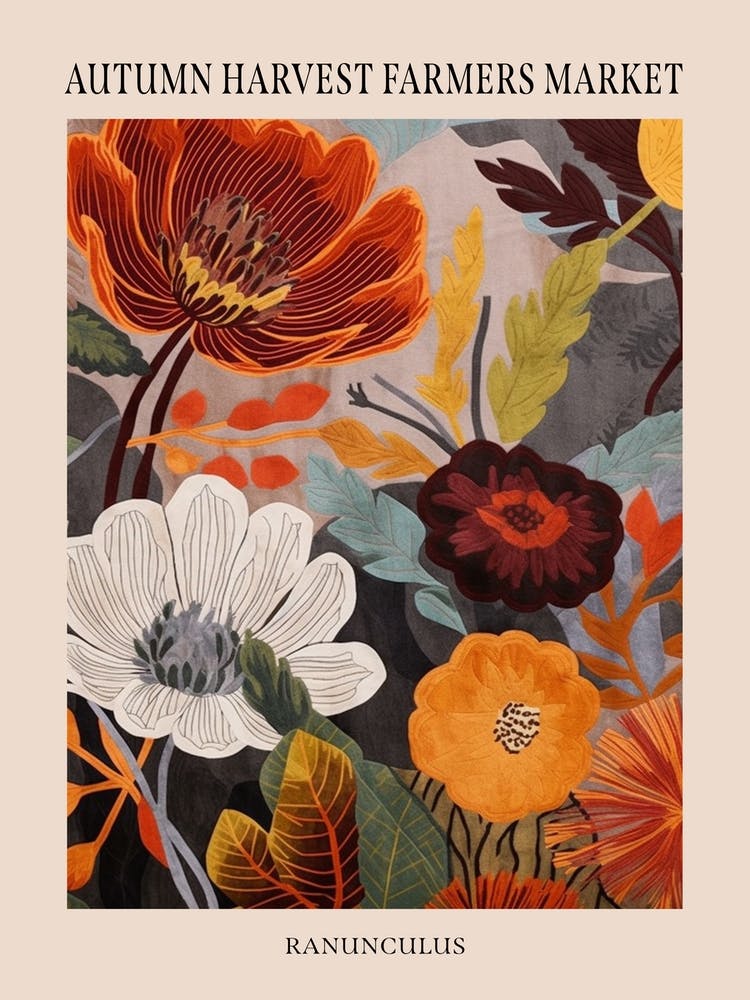 Fall Botanicals Ranunculus 3 Poster