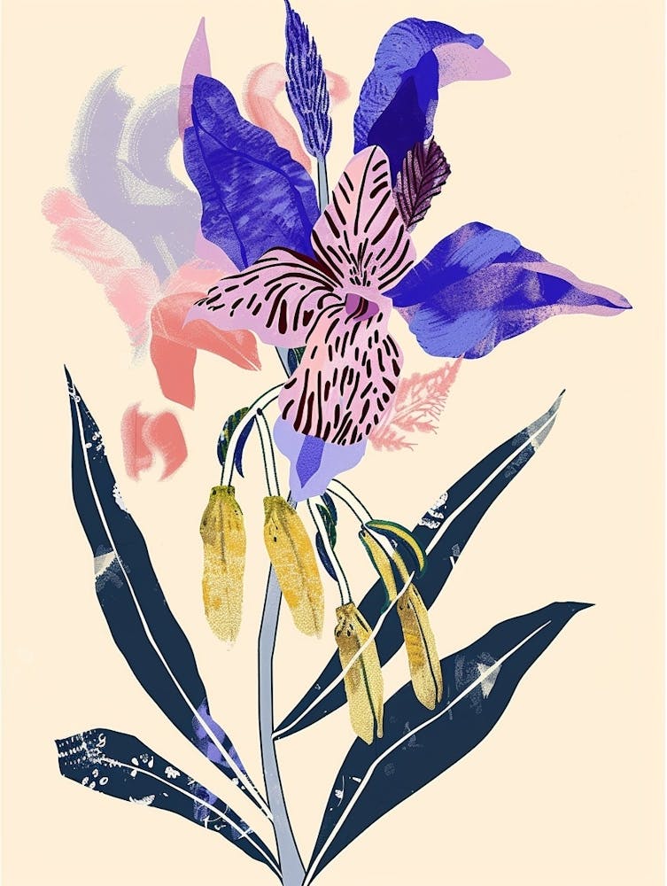 Colourful Flower Illustration Aconitum 1