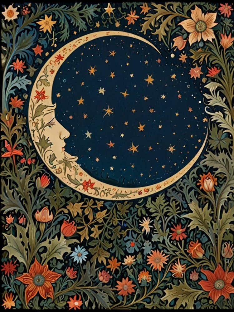 William Morris Moon And Flowers 54
