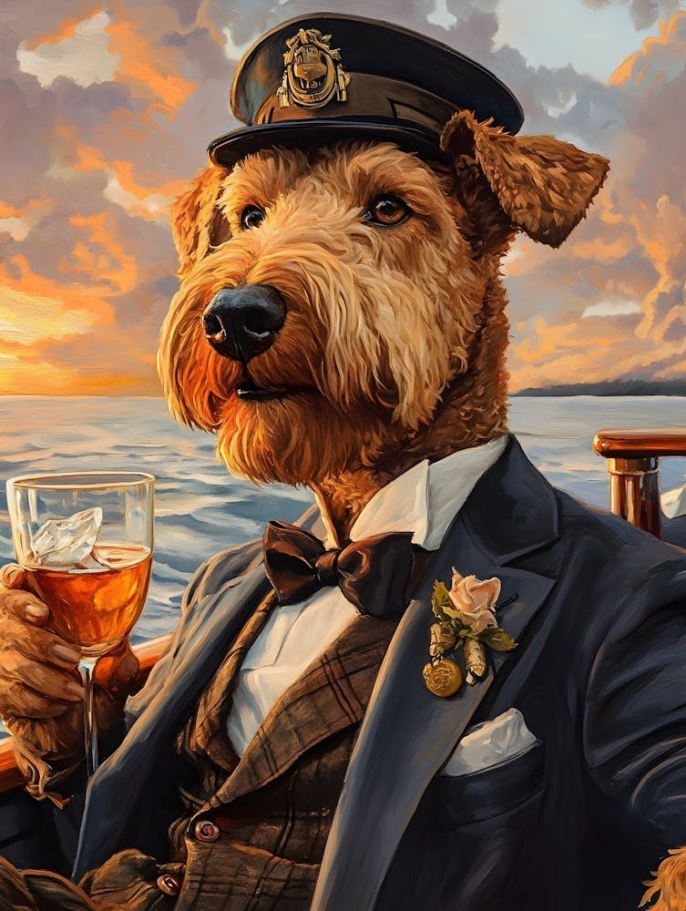 Classy Airedale At The Bar 22