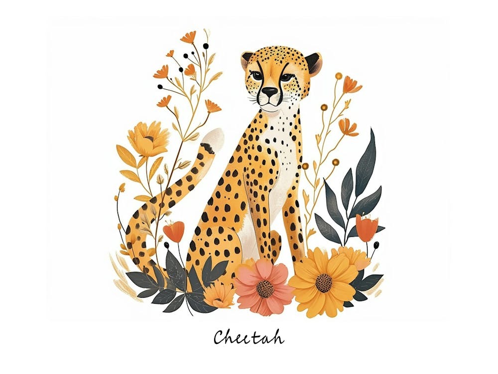 Little Floral Cheetah 5 Poster