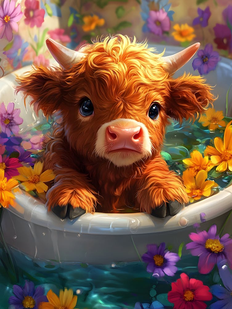Cute Cow In A Tub