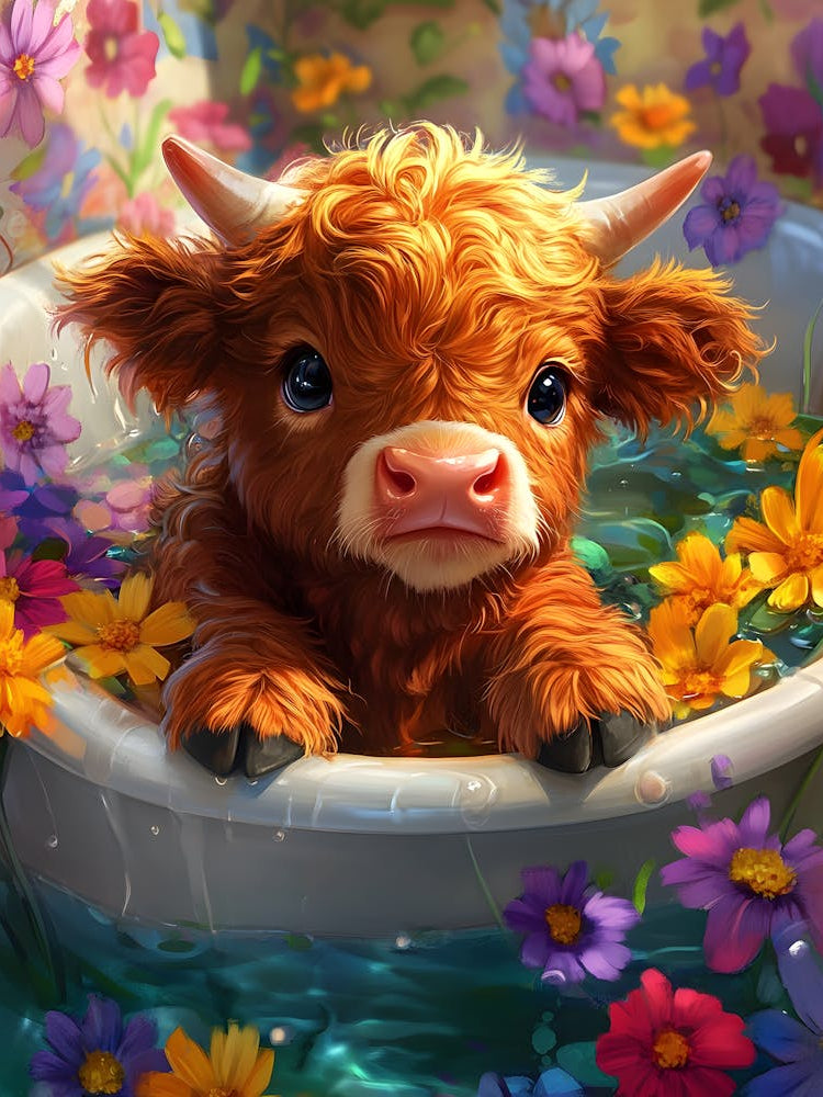 Cute Cow In A Tub
