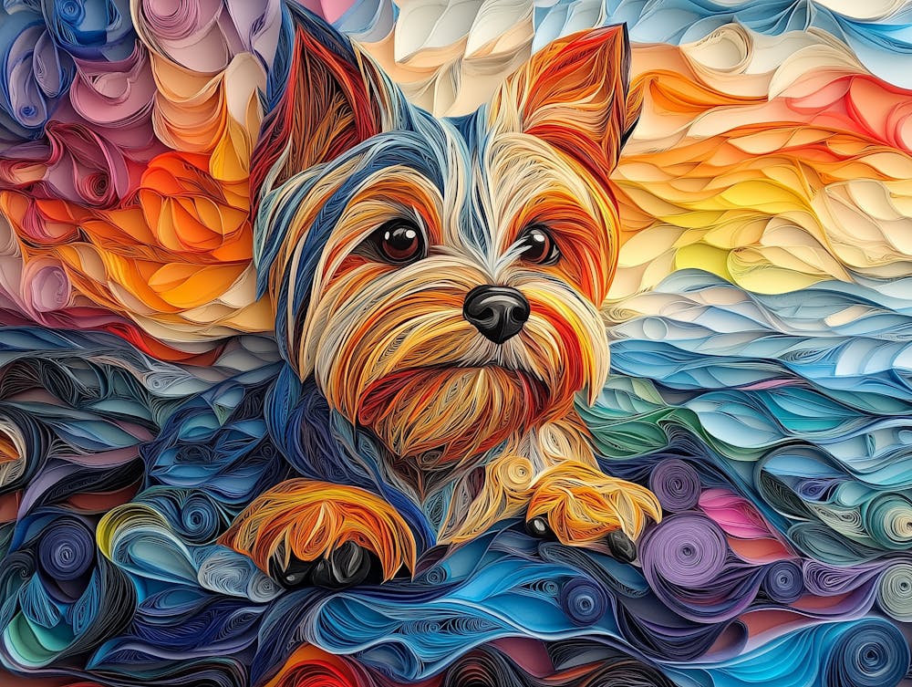 Yorkshire Terrier Paper Quilling Dog Portrait
