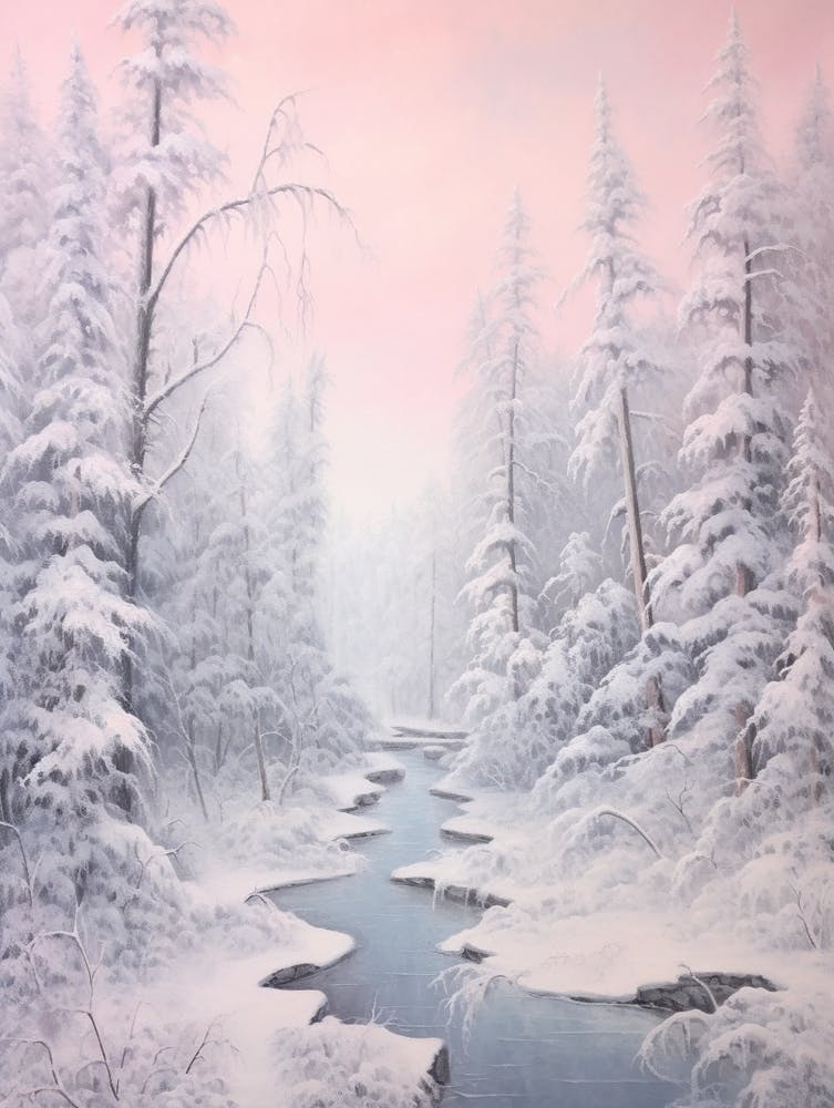 Dreamy Winter Painting Jasper National Park Canada 3