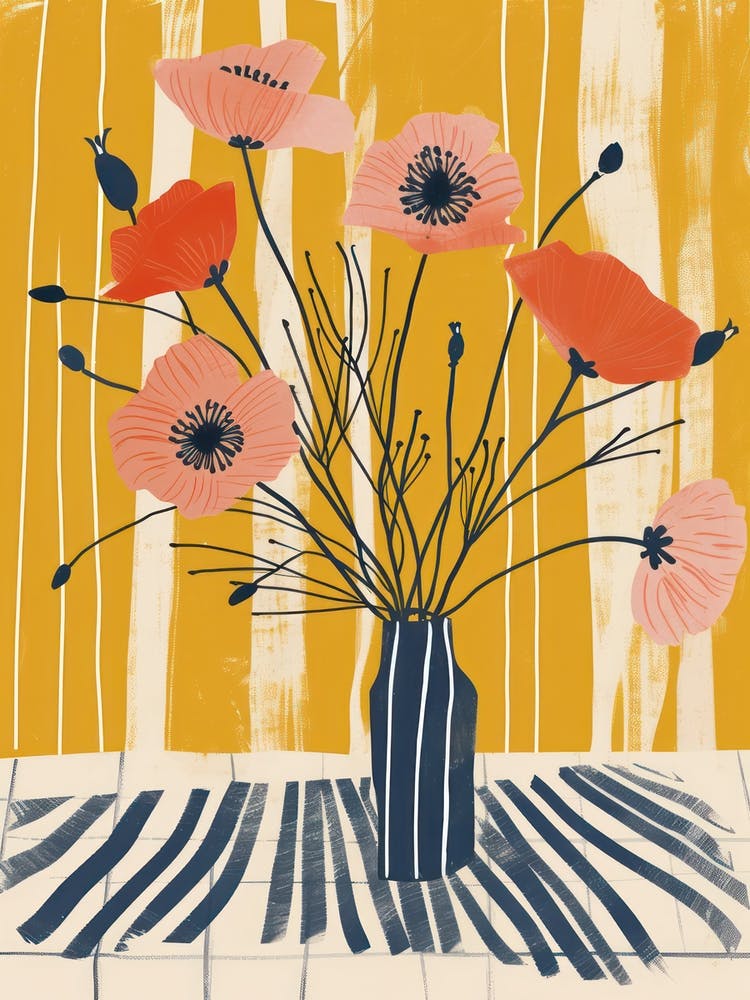 Poppy Flowers On A Table   Contemporary Illustration 2