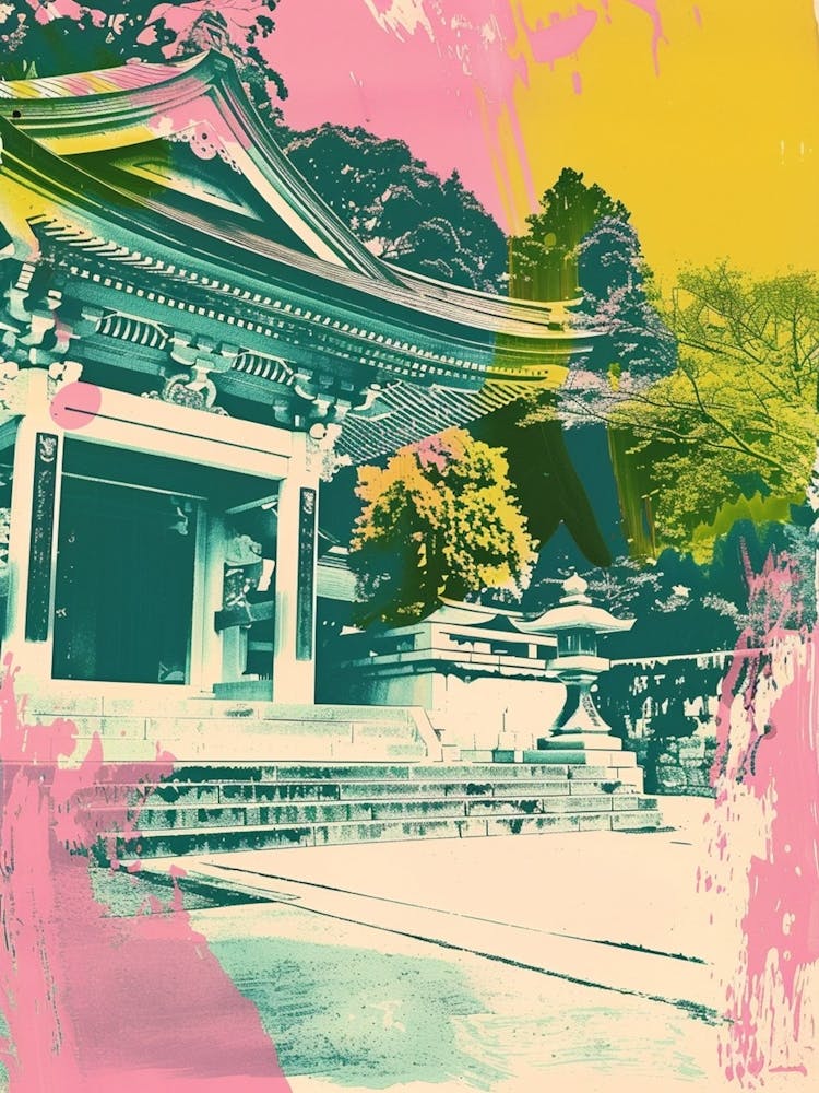 Kamakura Tsurugaoka Hachimangu Shrine Duotone Silkscreen 4