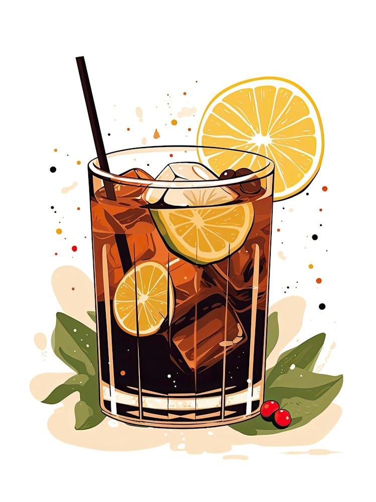 Illustration Cuba Libre Floral Infusion Cocktail 3