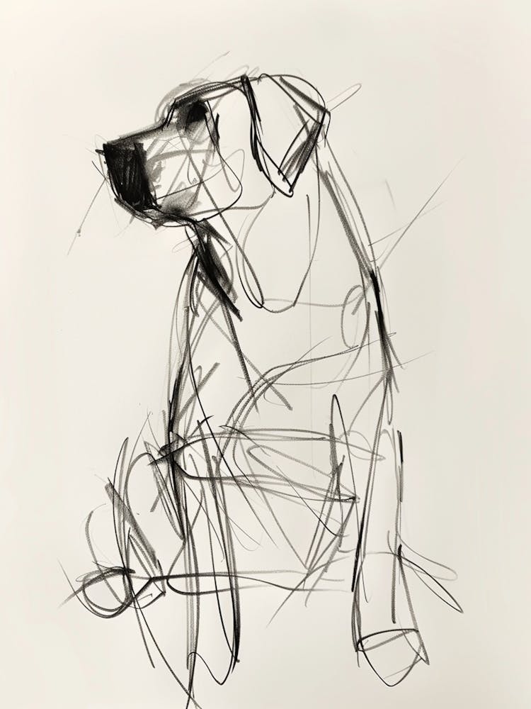 Minimalist Labrador Dog Charcoal Line 2