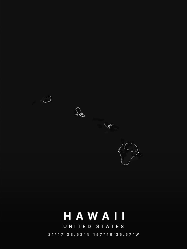 Hawaii United States Schwarze Karte