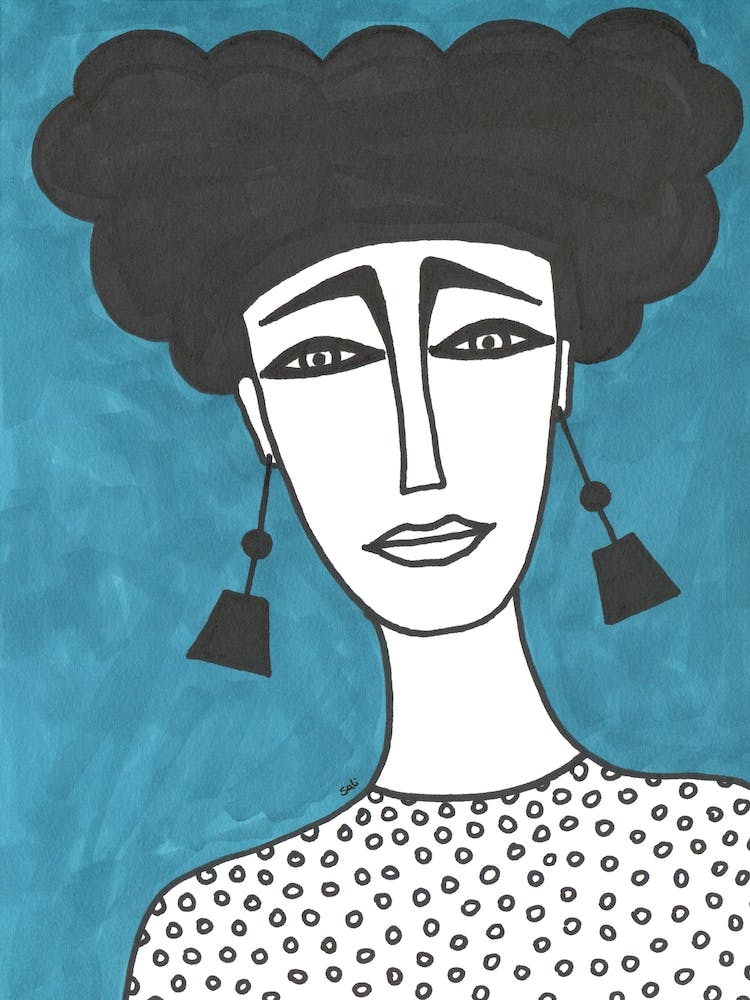 Woman on Blue Background Illustration