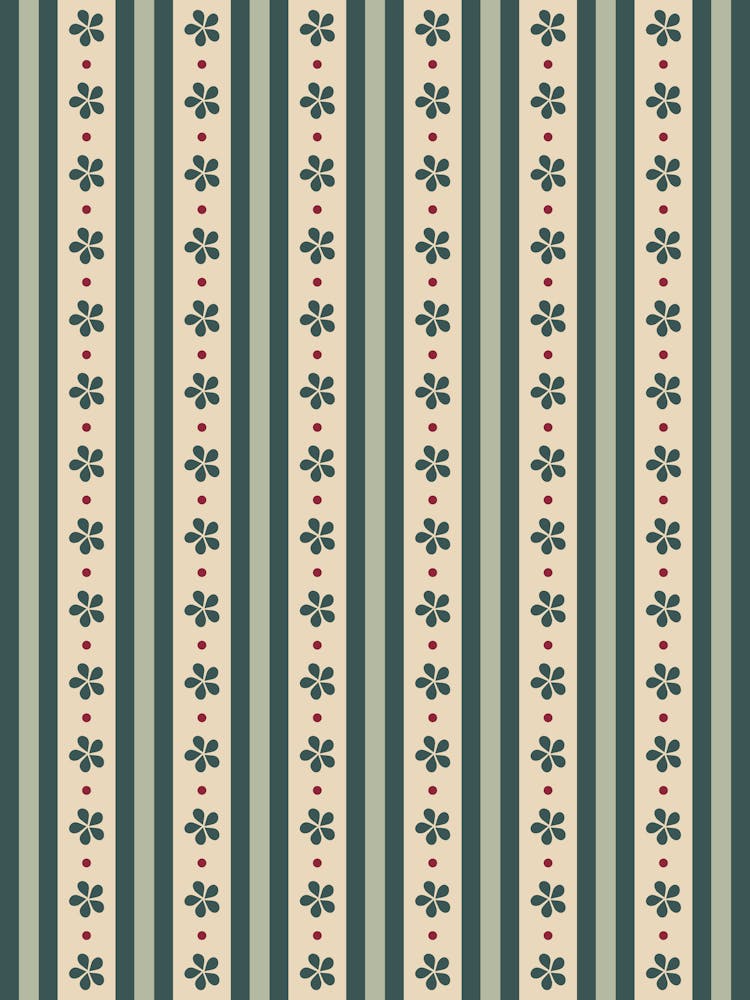 Green Stripes And Flowers