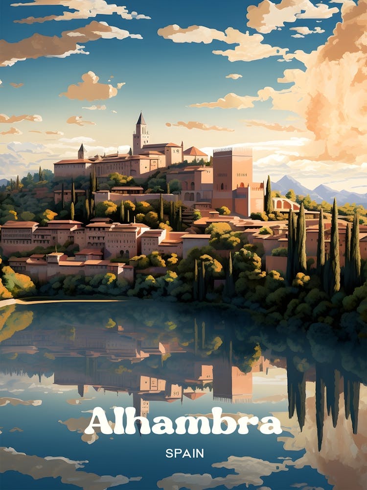 Alhambra Spanien Sonnenuntergang Moderne Reisekunst