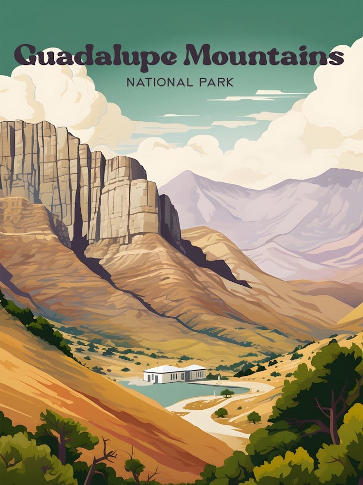 Guadalupe Mountains National Park Texas Wander-Reise-Illustration