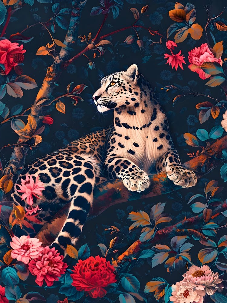 Leopard And Roses