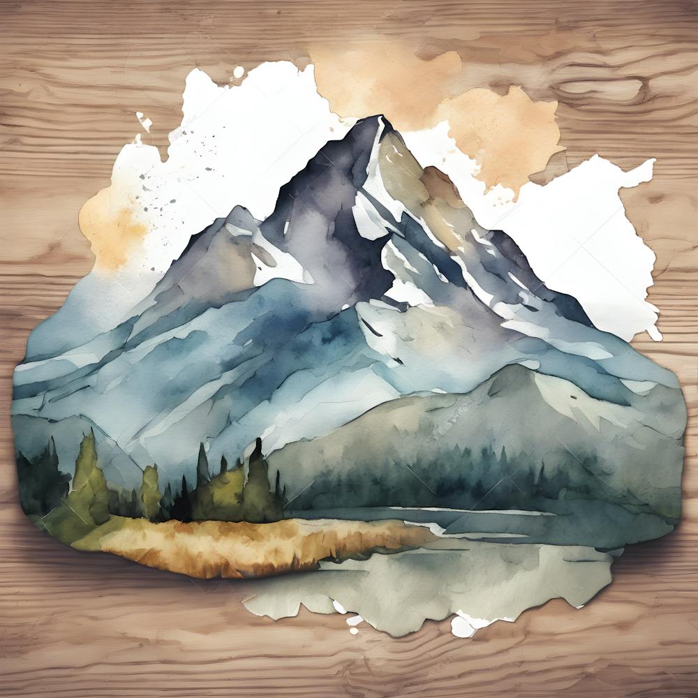 Aquarell von Bergen