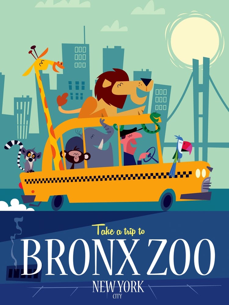 Bronx Zoo Nyc Poster Green & Blue