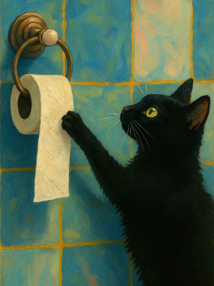 Cat On Toilet Paper