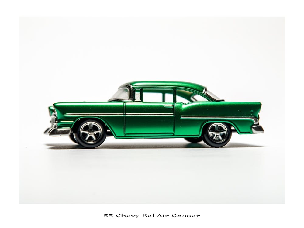 Toy Car 55 Chevy Bel Air Gasser Green Poster