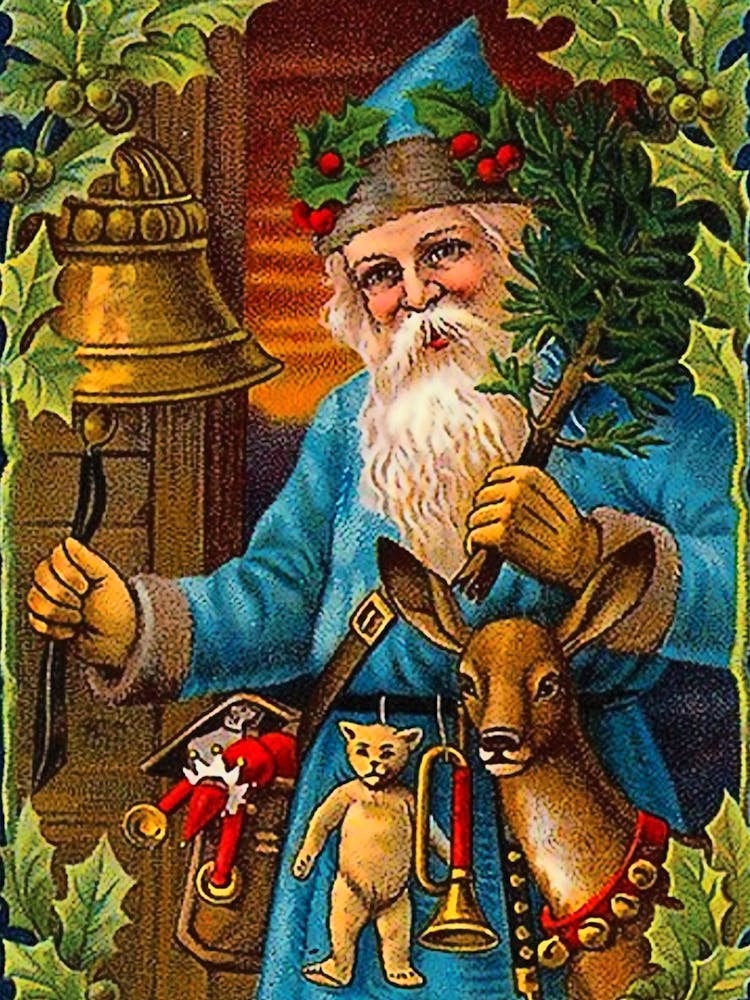 Santa Claus In Blue Suit