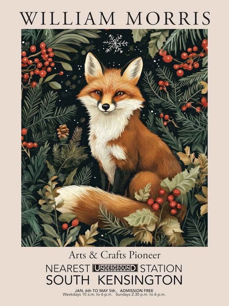 William Morris Prints Fox Christmas Gift Winter Vintage