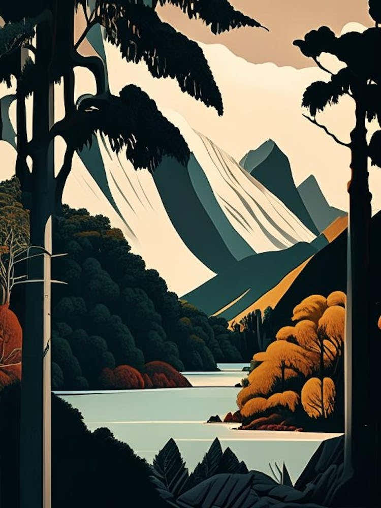 Fiordland National Park New Zealand Retro