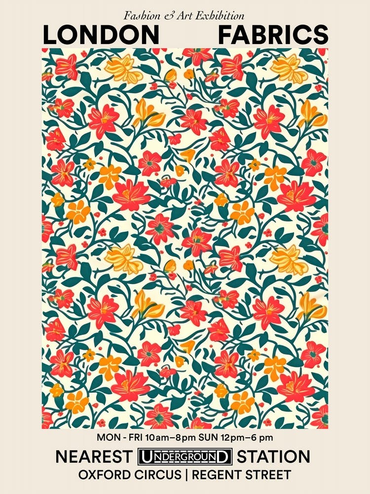 Poster Flores Vista London Fabrics Floral Pattern 2