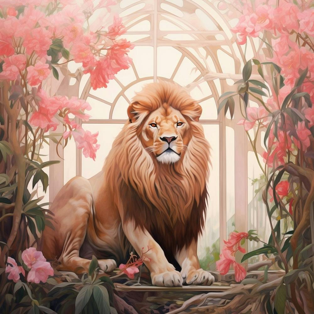 Lion 2 - Portrait Animalier de la Jungle Rose