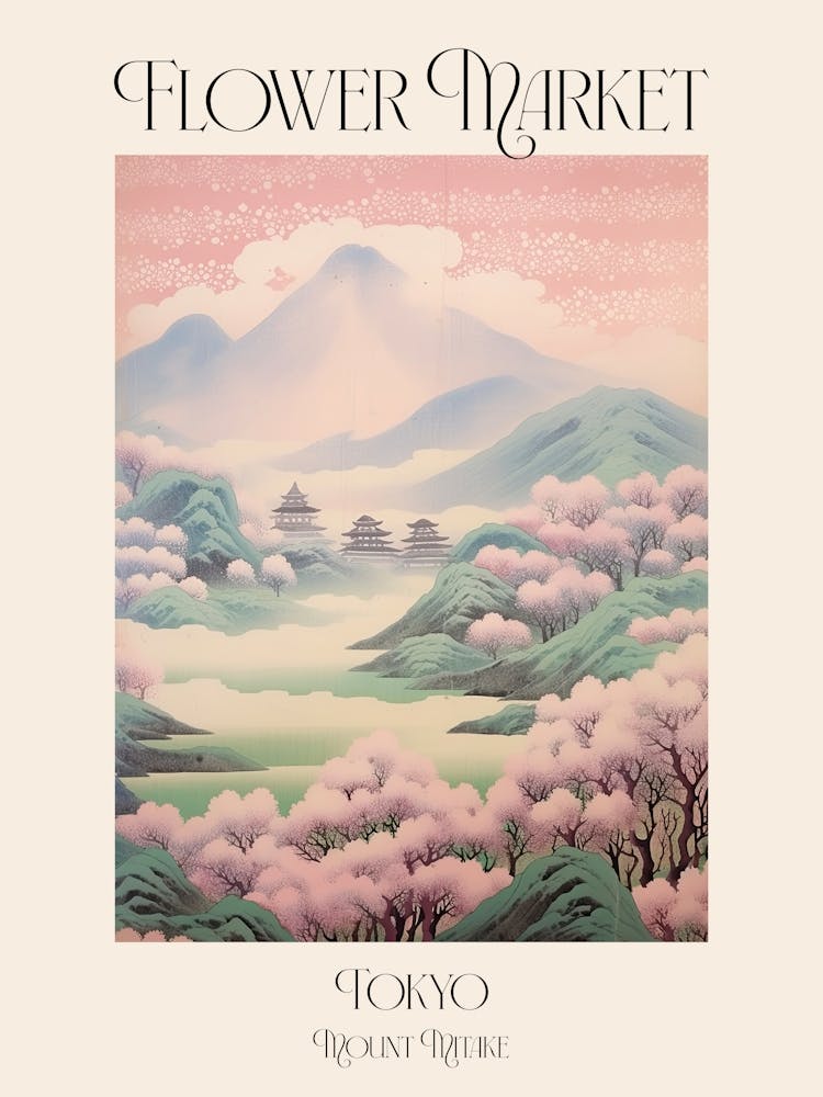Flower Market Mount Mitake In Tokyo, Japanese Landscape 3 Poster