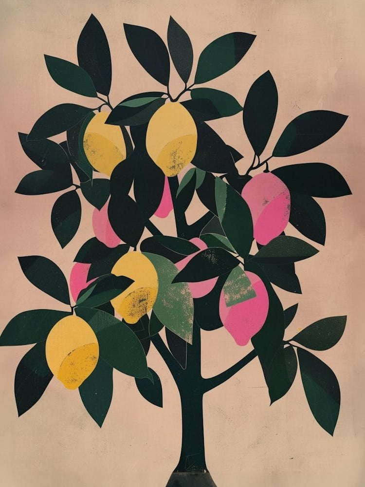 Lemon Tree Colourful Illustration 3