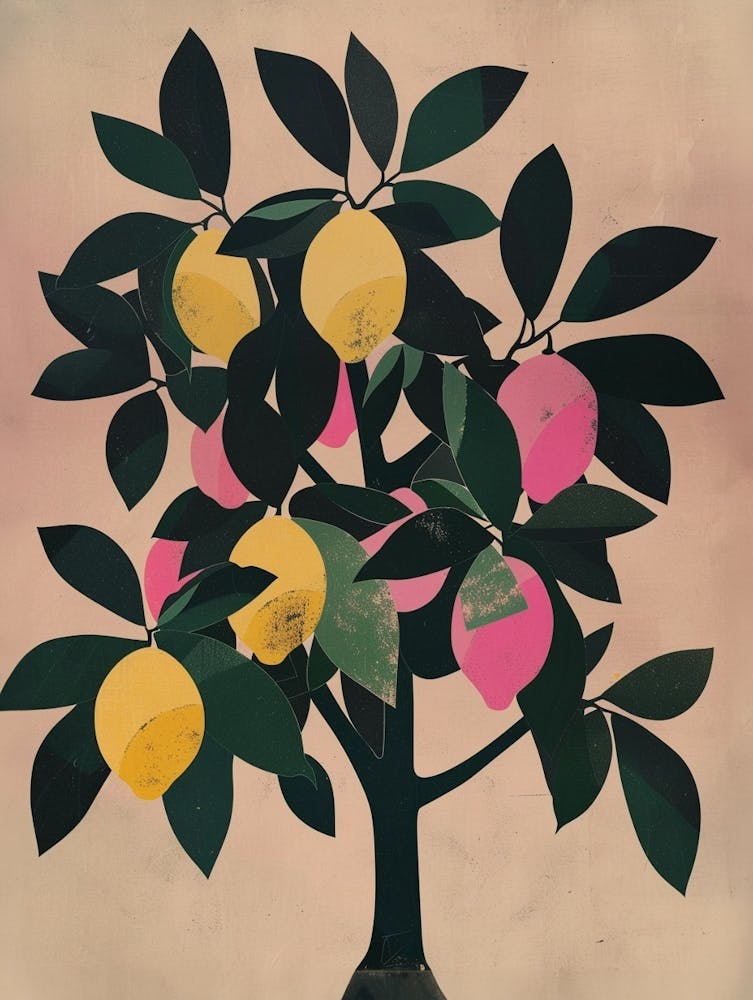 Lemon Tree Colourful Illustration 3