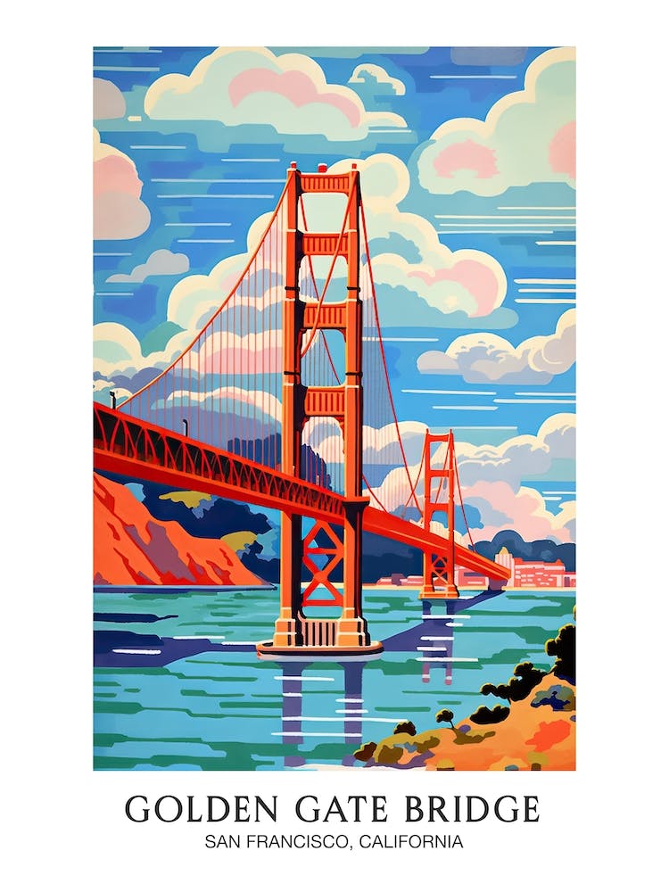 Golden Gate Bridge San Francisco Colourful 7 Travel Poster