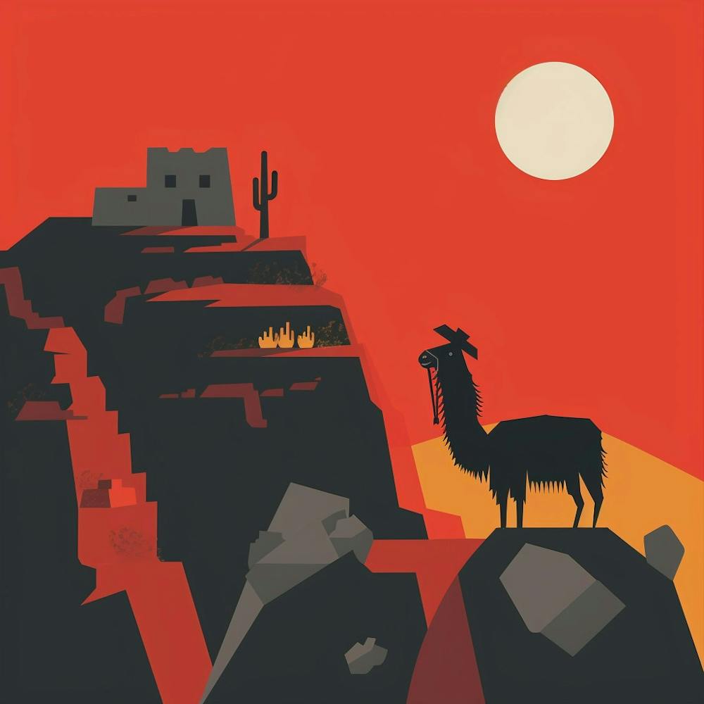 Red Llama In The Peruvian Desert
