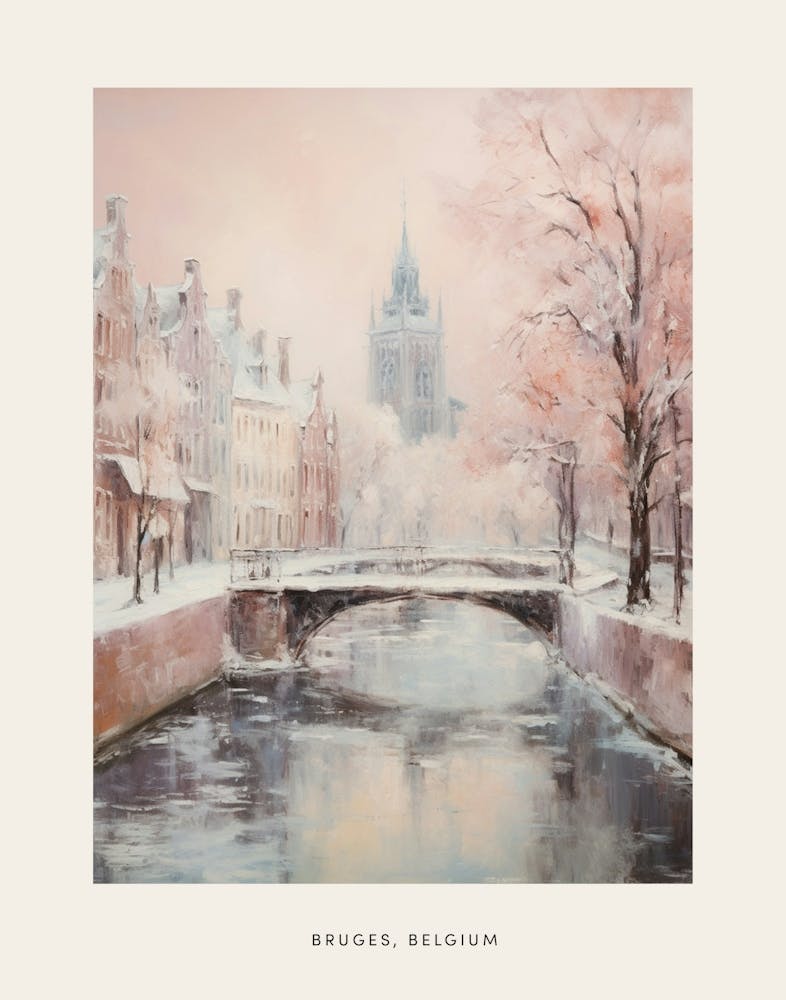 Verträumtes Wintergemälde Poster Brügge Belgien 3